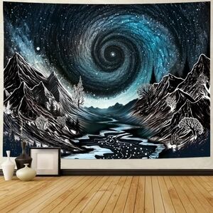 Starry Night Tapestry - Blue and Black